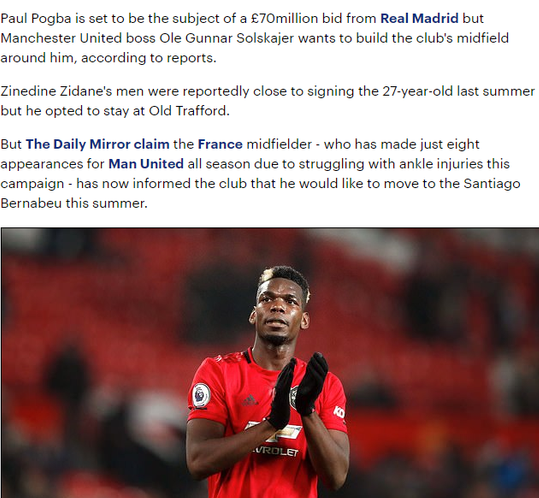 英媒:皇马为博格巴拿出7000万买断 球员已告诉曼联要离队 英媒:皇马为博格巴拿出7000万买断 球员已告诉曼联要离队