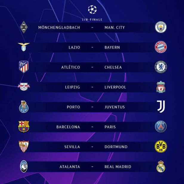 欧冠16强抽签:巴萨VS巴黎 切尔西VS马竞 拜仁好签 欧冠16强抽签:巴萨VS巴黎 切尔西VS马竞 拜仁好签