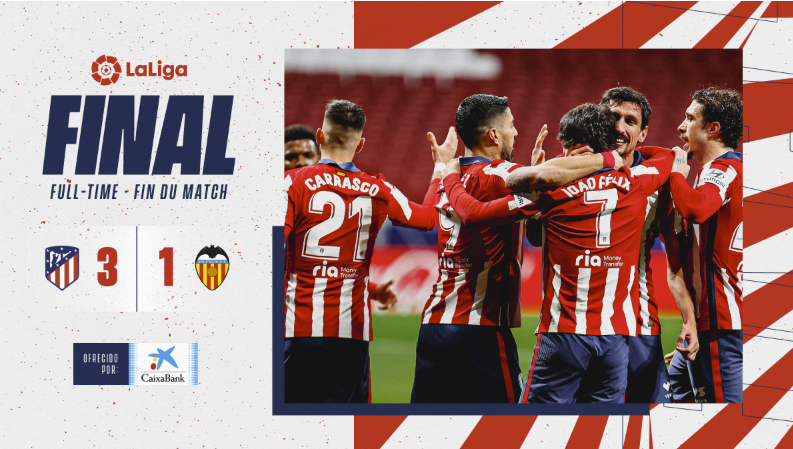 西甲-菲利克斯传射苏亚雷斯破门 马竞3-1瓦伦领跑+七连胜 西甲-菲利克斯传射苏亚雷斯破门 马竞3-1瓦伦领跑+七连胜