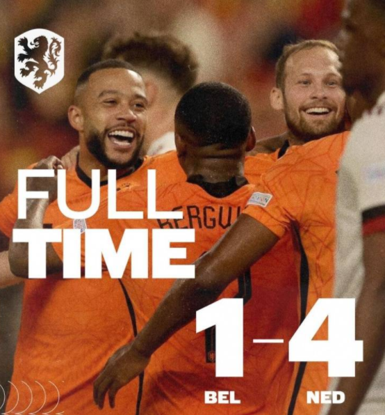 欧国联-比利时主场1-4惨负荷兰 德佩两球贝尔温世界波布林德两助攻 欧国联-比利时主场1-4惨负荷兰 德佩两球贝尔温世界波布林德两助攻