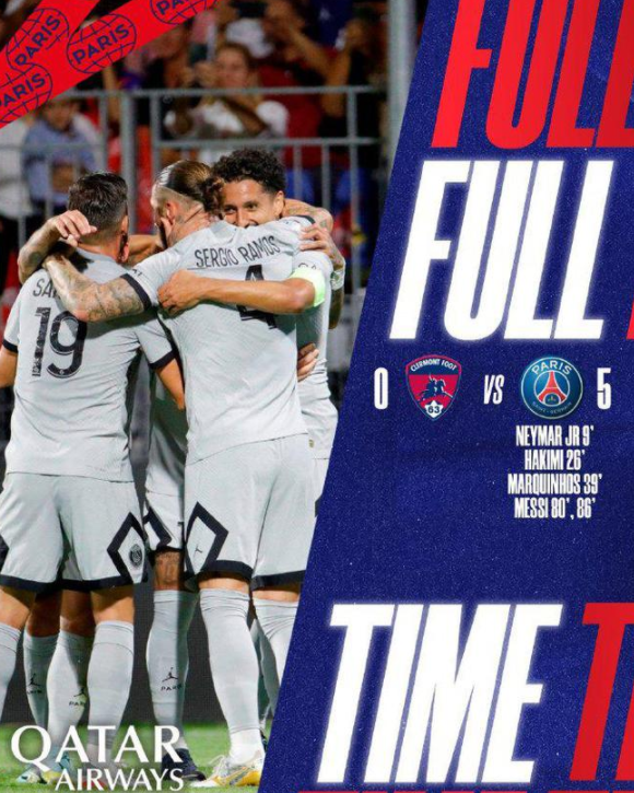 法甲-巴黎5-0克莱蒙 梅西2射1传+绝妙倒勾内少1射3传 法甲-巴黎5-0克莱蒙 梅西2射1传+绝妙倒勾内少1射3传