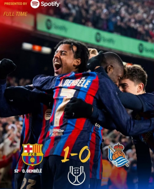 国王杯-巴萨1-0十人皇社挺进半决赛 登贝莱制胜孔德送助攻 国王杯-巴萨1-0十人皇社挺进半决赛 登贝莱制胜孔德送助攻