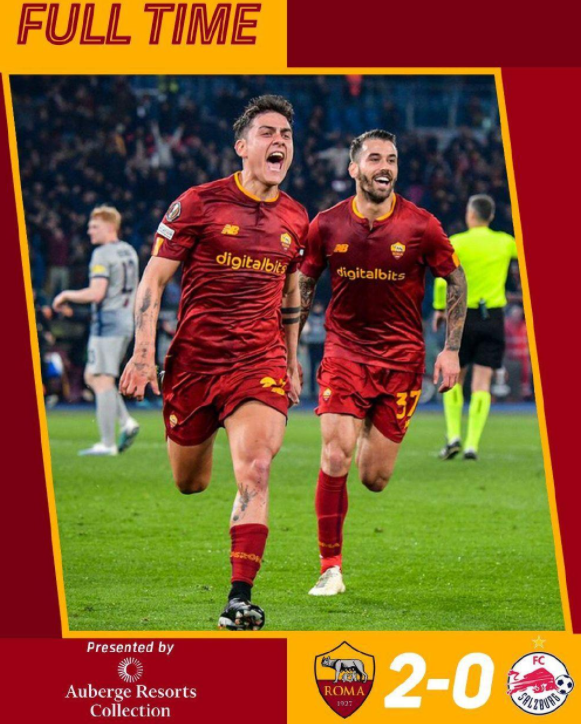 欧联-罗马2-0击败萨尔茨堡红牛逆转晋级 迪巴拉制胜进球 欧联-罗马2-0击败萨尔茨堡红牛逆转晋级 迪巴拉制胜进球