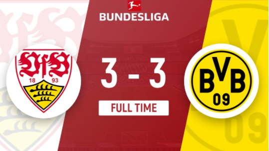 德甲-十人斯图加特3-3战平多特 多特补时进球惨遭绝平 德甲-十人斯图加特3-3战平多特 多特补时进球惨遭绝平