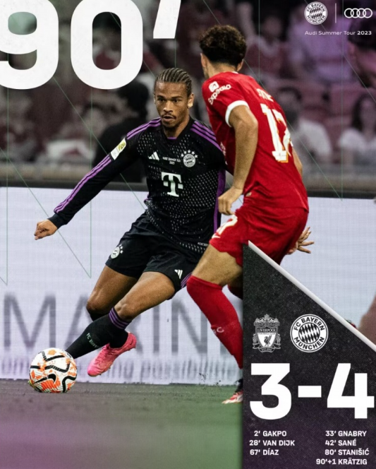 友谊赛-进球大战!拜仁4-3逆转利物浦 克雷茨格补时世界波制胜 友谊赛-进球大战!拜仁4-3逆转利物浦 克雷茨格补时世界波制胜