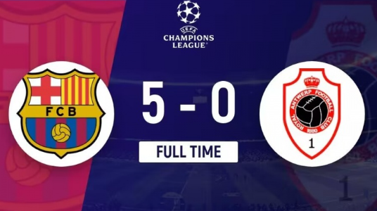 欧冠战报-巴萨5-0大胜安特卫普,费利克斯两射一传 欧冠战报-巴萨5-0大胜安特卫普,费利克斯两射一传