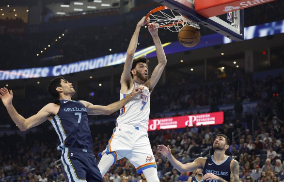 亚历山大30+9+5 霍姆格伦17+6+7帽 基迪16+12 雷霆116-97大胜灰熊 亚历山大30+9+5 霍姆格伦17+6+7帽 基迪16+12 雷霆116-97大胜灰熊