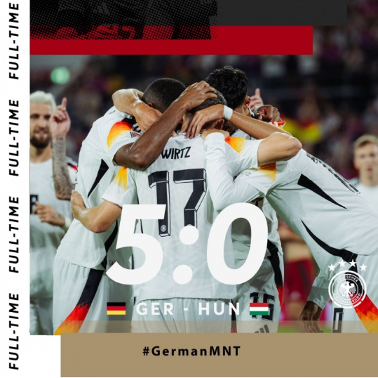 欧国联-德国5-0大胜匈牙利 穆西亚拉1射3传维尔茨传射