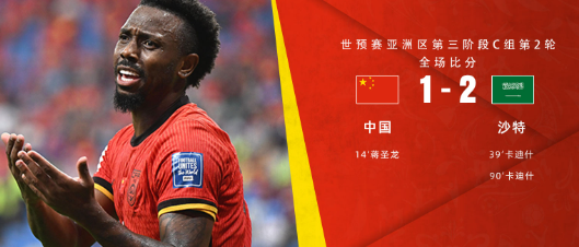 世预赛-国足1-2遭沙特逆转绝杀 两连败0分垫底 世预赛-国足1-2遭沙特逆转绝杀 两连败0分垫底