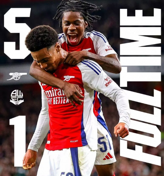 英联杯-阿森纳5-1博尔顿晋级 斯特林首球17岁恩瓦内里双响