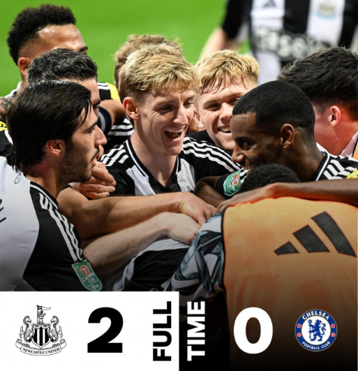 联赛杯-切尔西0-2纽卡止步16强 迪萨西乌龙伊萨克破门蓝军7成控球