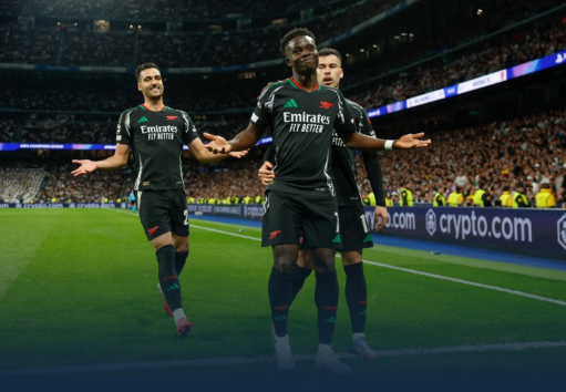 欧冠-皇马总分1-5阿森纳被淘汰，萨卡挑射建功+失点，马丁内利单刀